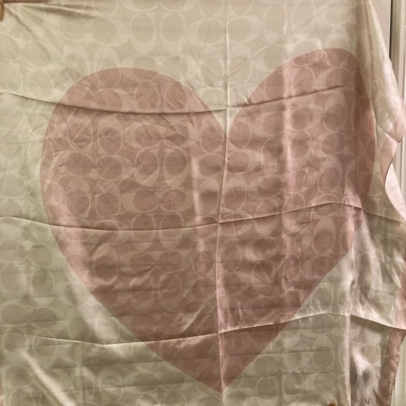 Coach Accessories - COACH Oversized Silk Scarf Heart Design on Classic Signature Cs Pattern NWT